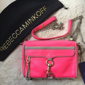Rebecca Minkoff Mini Mac Neon Pink/Strom Grey